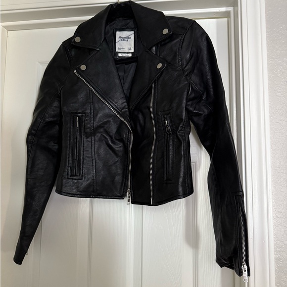 Abercrombie & Fitch Black Leather Jacket - Picture 1 of 3